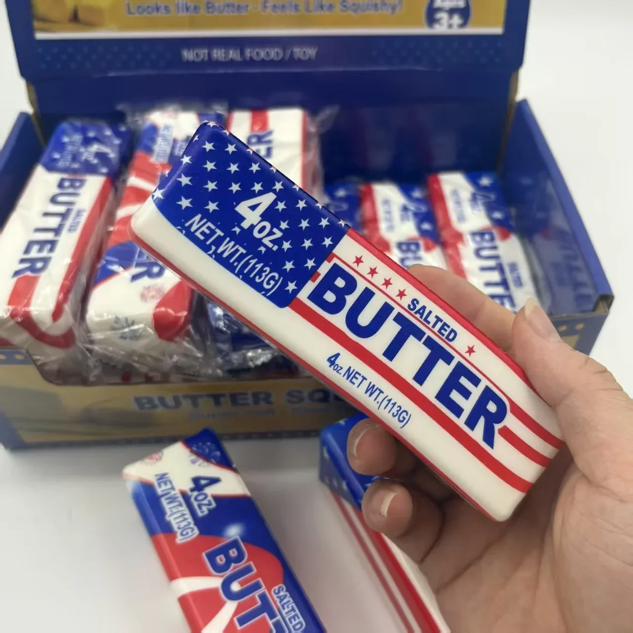 American Style PU Butter Stick Slow Rising Squishy Toy, Wet Rebound Moist Soft Feel, Stress Relief blind box Fidget party gifts