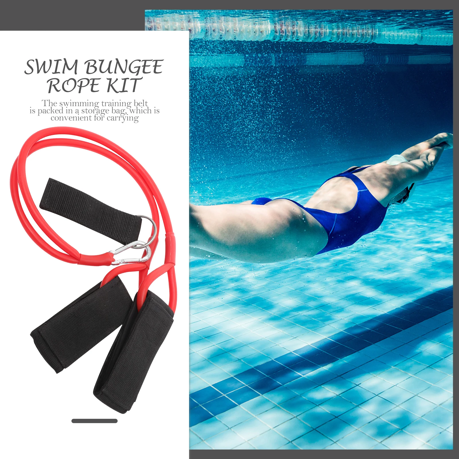 

1pc Swim Bungee Training Belt Swimming Resistance Band for Pool Aqua Jogging Arm Strength Exerciser Leash Belts