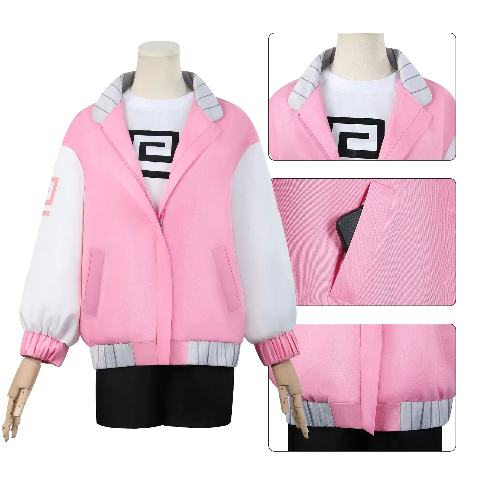 

Anime SAKAMOTO DAYS Shaotang Ru Cosplay Costume Pink Windbreaker Jacket Trousers Outfits Halloween Role Play for Women Uniforms