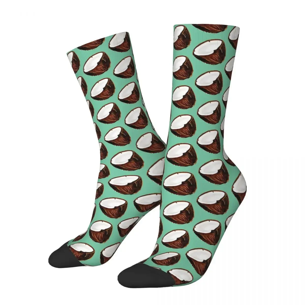 

Vintage Coconut Pattern Men's Socks Fruits Food Unisex Hip Hop Seamless Printed Happy Crew Sock Gift