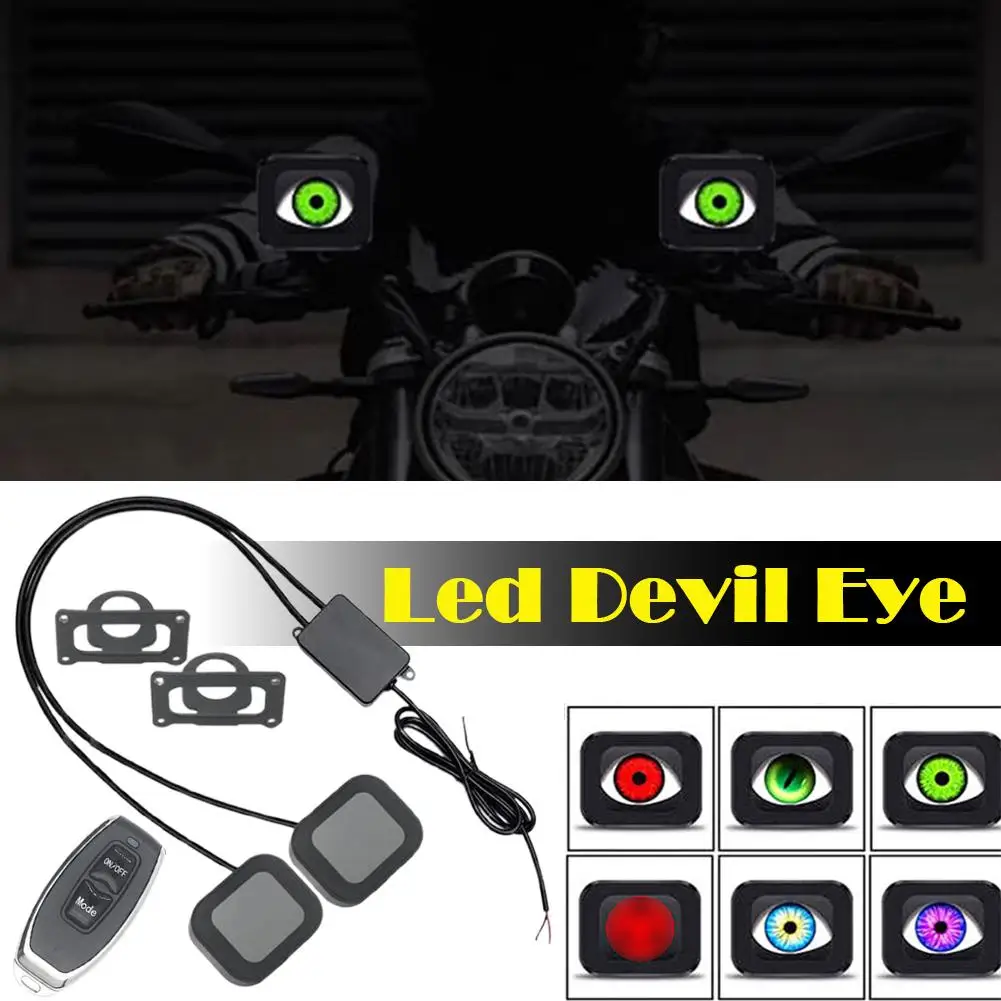 Motorcycle LED Devil Eye Light Multi-Color Multi-Mode With Control Electric Vehicle Lamp Waterproof Decorative Decoration R I4Q3