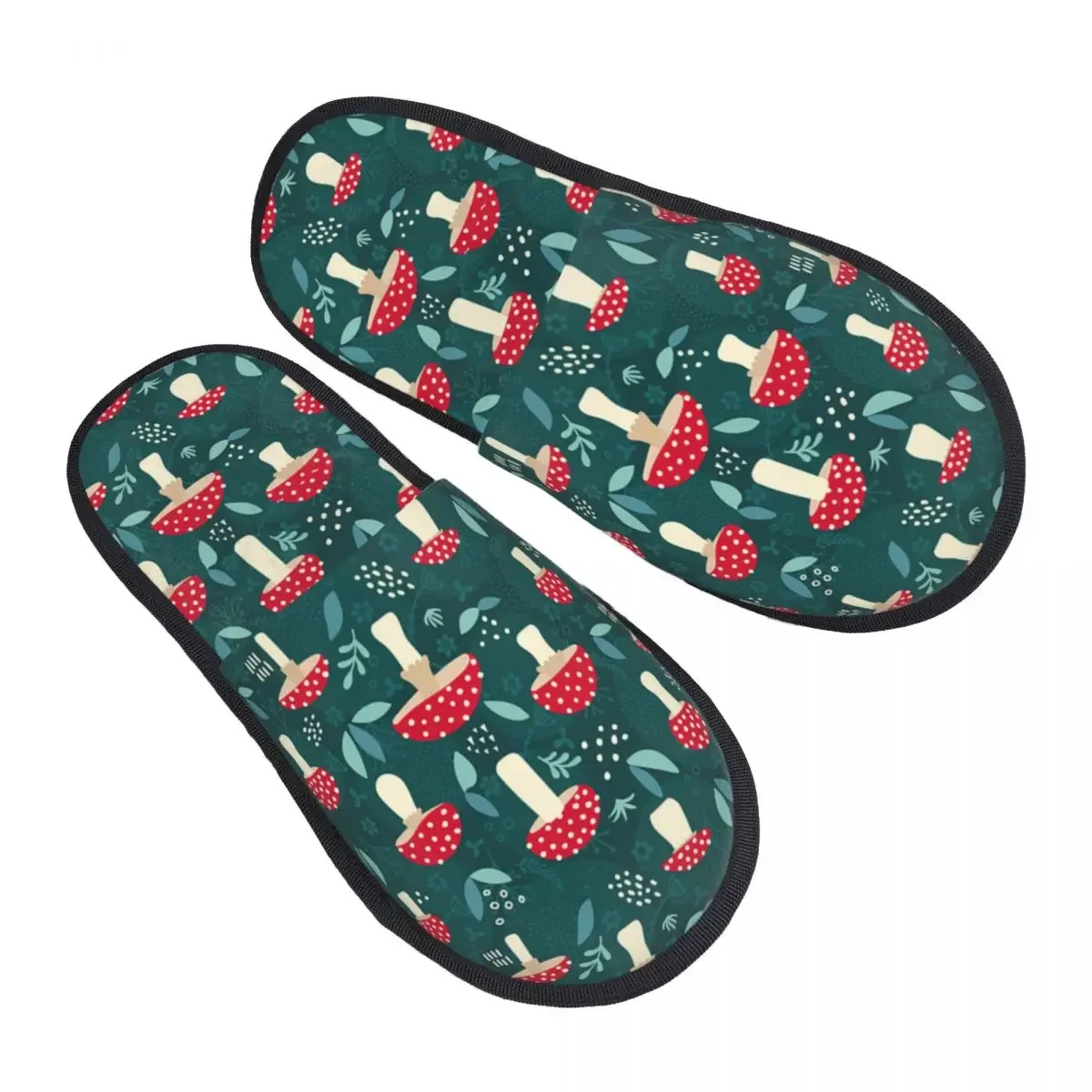 Custom Psychedelic Magic Flowers Snd Mushrooms Memory Foam Slippers Women Comfy Warm House Slippers