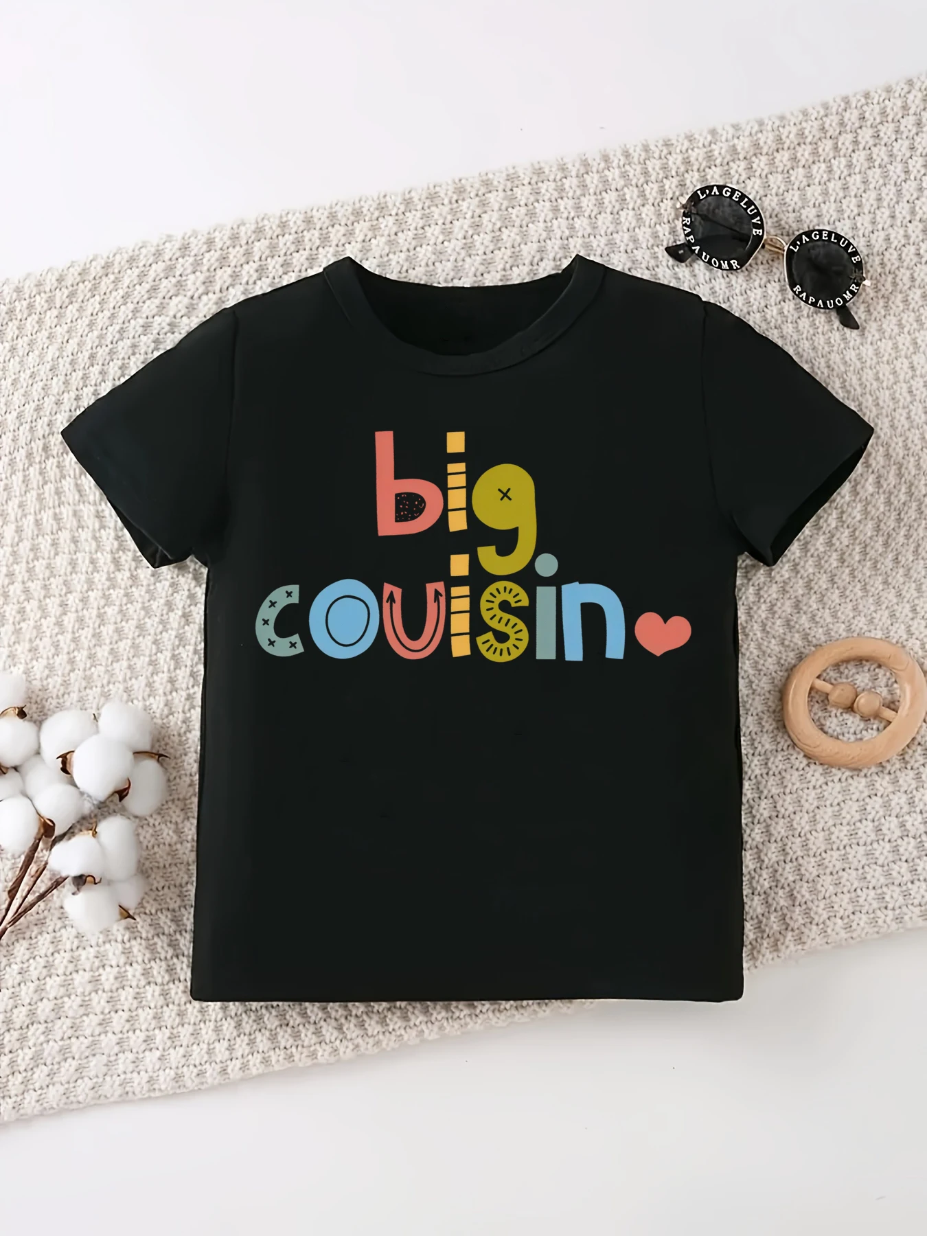 

Funny Big Cousin Heart Letter Printed T Shirt Girls/Boys Kawaii Kdis Clothes Cousin Makes The Best Friends T-Shirt Toddler Shirt