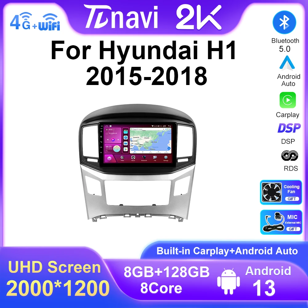 

9'' Android 13 For Hyundai H1 2 Starex 2015 - 2018 Car Radio GPS Navigation Multimedia Video Player WIFI BT Auto Carplay