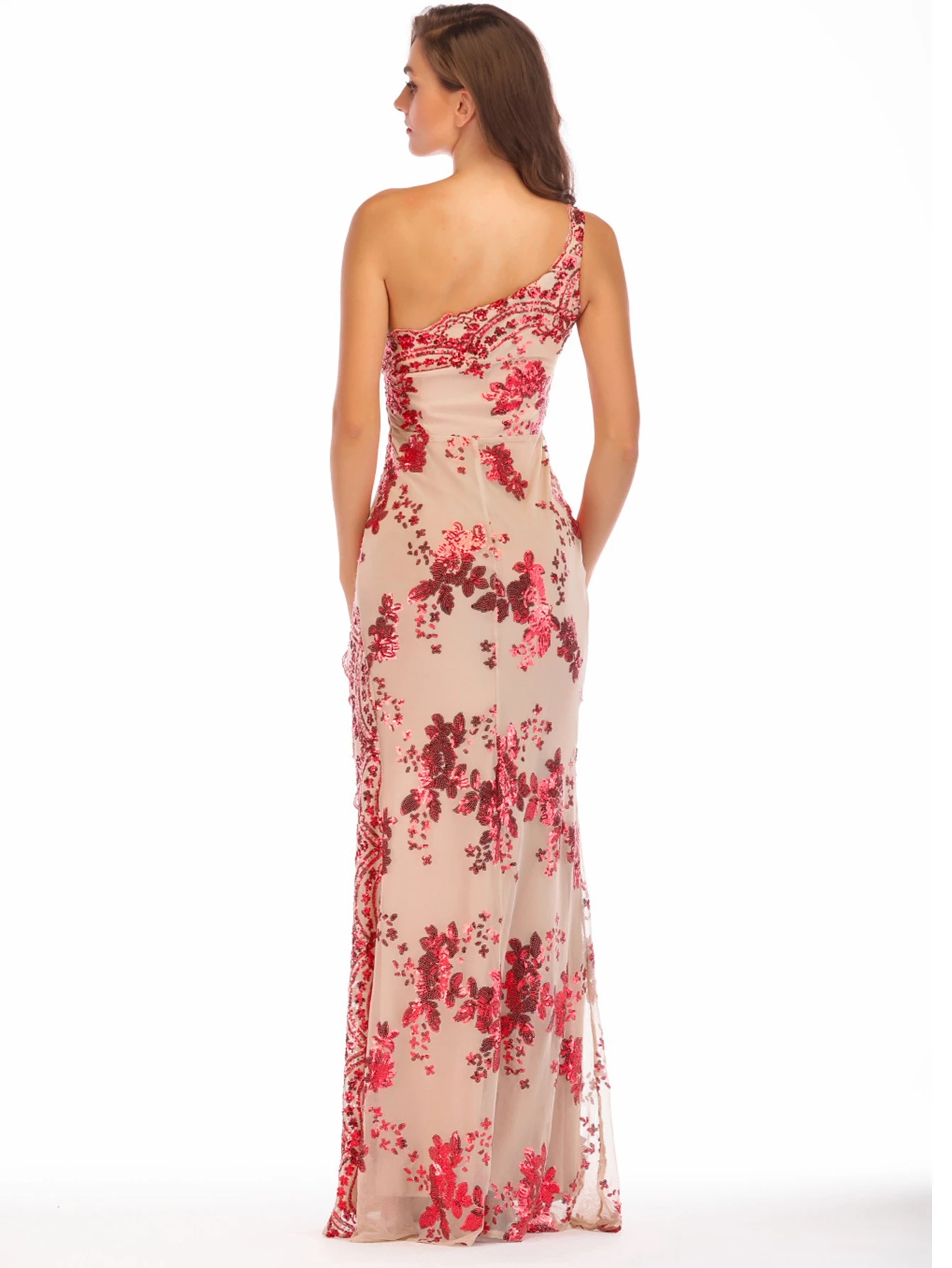 Sexy One shoulder Sequins Long dress women summer party dress elegant robe femme luxury Night club bodycon maxi dresses vestidos