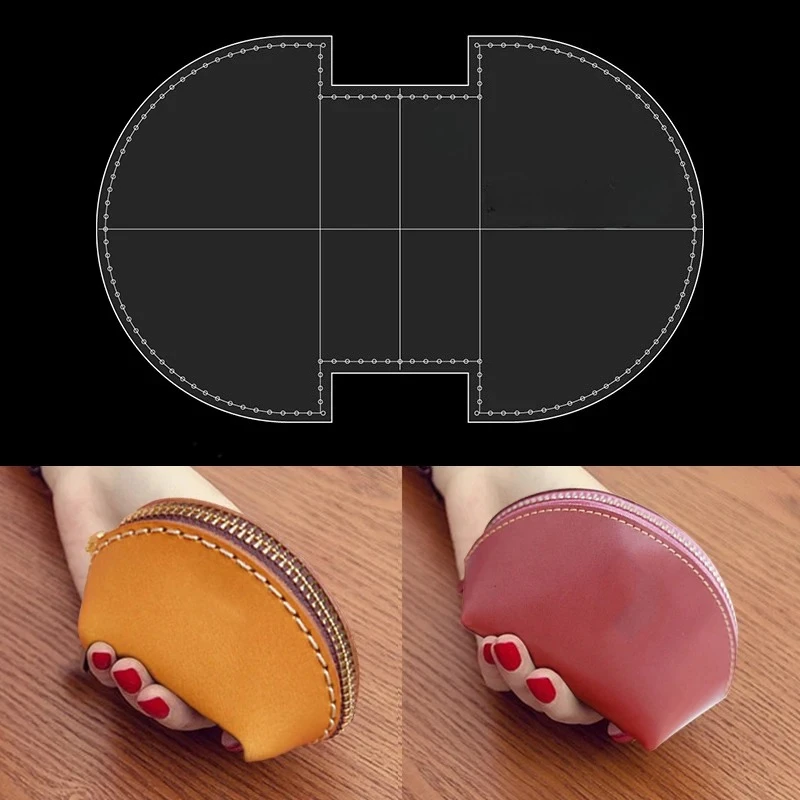 1 Stück Münzbörse-Herstellungsvorlage Acryl-Form Handwerk Leder-Musterformen DIY Geldbörsen-Herstellungsschablone Lederzubehör