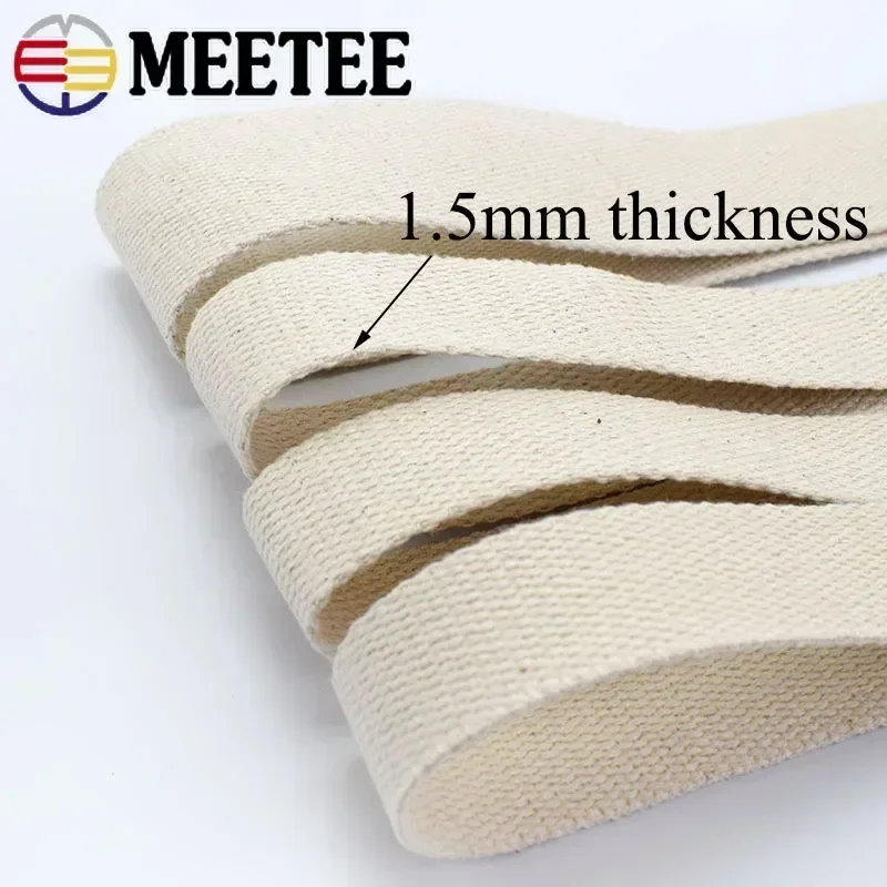 5Meters Meetee Cotton Webbing 20/25/30/38/50mm Natural Color Canvas Ribbon Bag Strap Belt DIY Sewing Clothes Tape Decor Craft