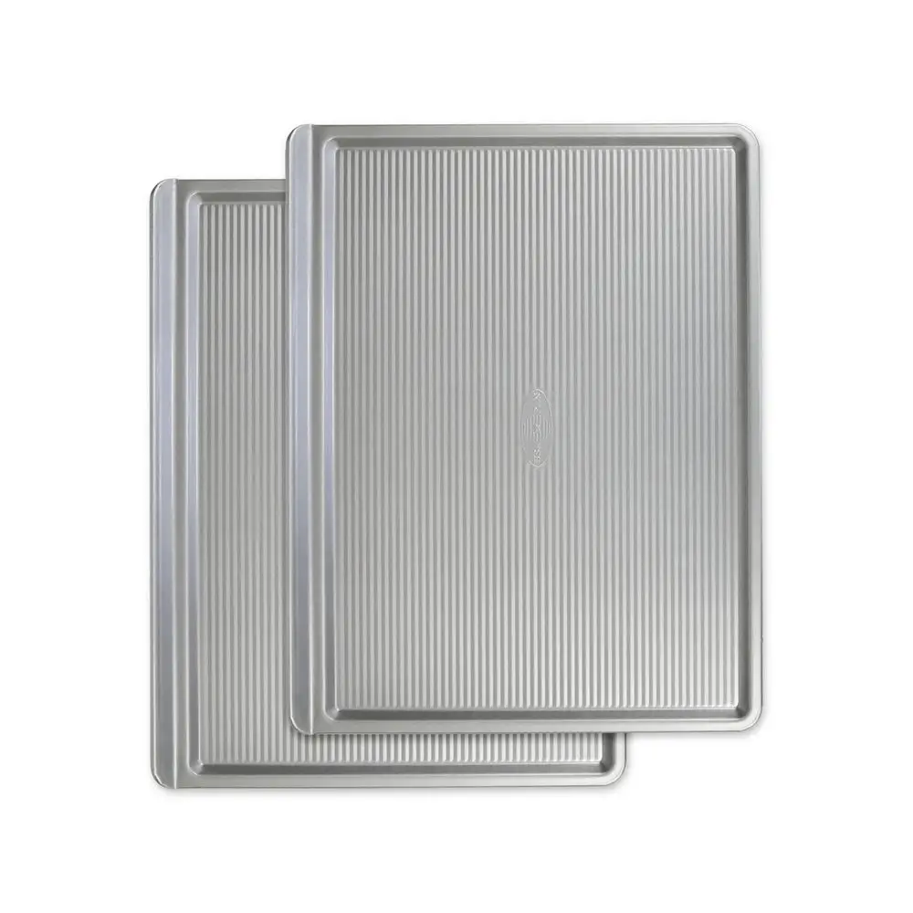 

Противень для выпечки, устойчивый к деформации, с антипригарным покрытием, изготовлен из алюминизированной стали, сделано в США, большой набор из 2 штук.