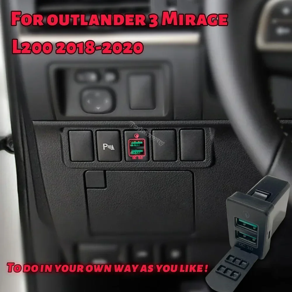 LED Voltage Display Fast Charger Smart Car Usb Chargers For Mitsubish Outlander xpander 2018 2020 Eclipse Cross 2016 2019 Led