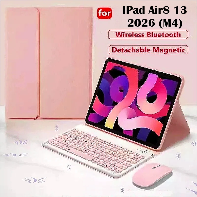2026 New 12 Inch Keyboard Smart Tablet Case for IPad Air 8 M4 13 Inch Detachable Magnetic Keyboard Bluetooth PU Shockproof Cover