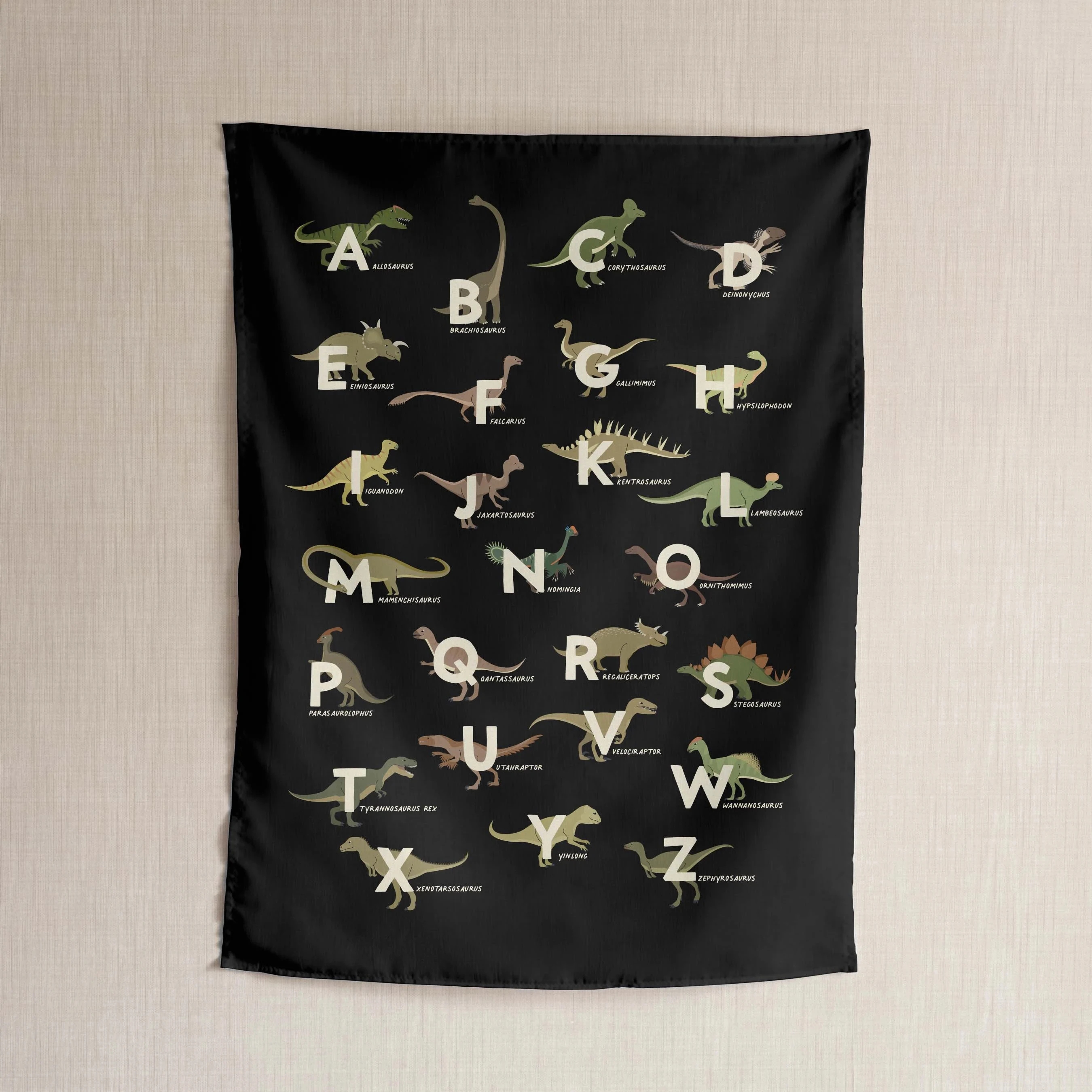 

Гобелен с алфавитом динозавра для детской или игровой комнаты, настенное искусство - образовательный детский декор, домашняя школа или классная комната