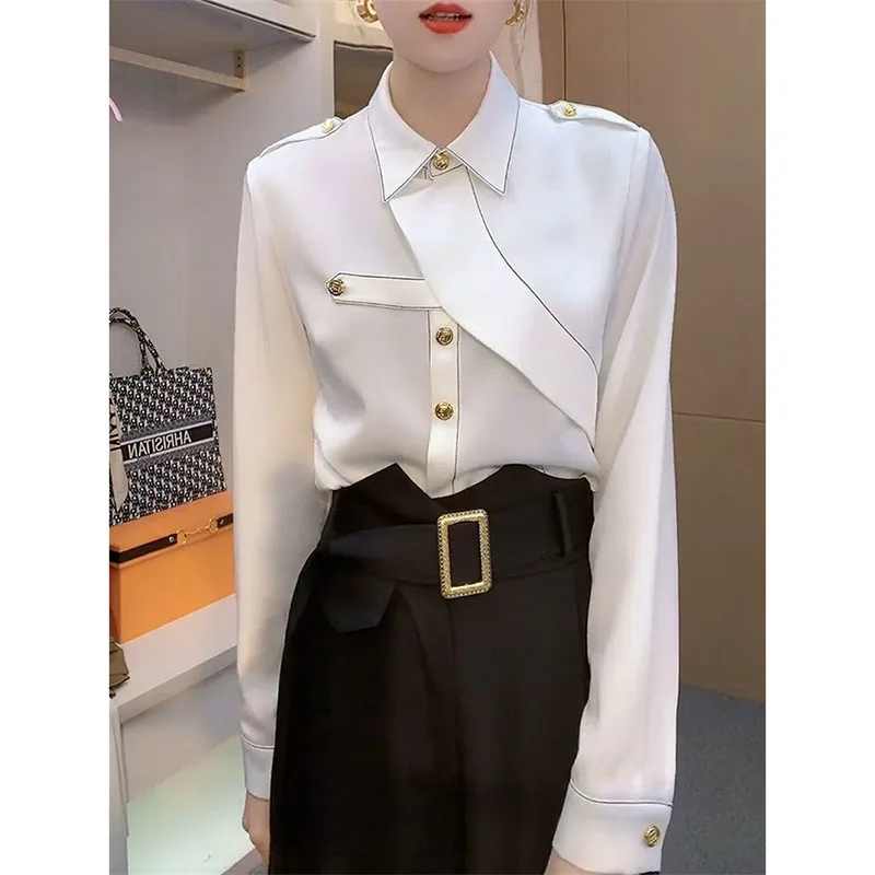 Splicing Chic And long sleeve Shirt Women\'s New Tops Spring Summer 2024 High-Quality Shirts Outside