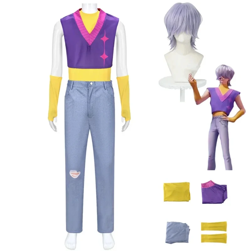 

❤️❤️❤️American Movies Hunter Saja s Mystery Cosplay Costume Masquerade Colorful Tops Vest Wig Man Carnival Halloween Suit❤️⭐️❤️