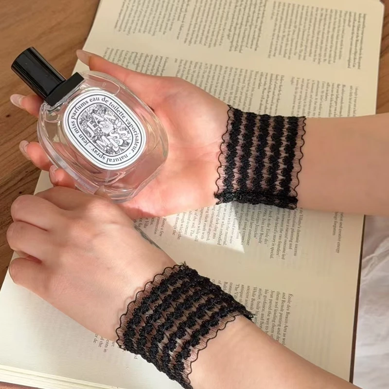 Lolita Elastic Lace Cuffs Driving Sunscreen Decorative Bridal Wedding Thin Breathable Short Stretch Wrist Protector Hand Sleeves