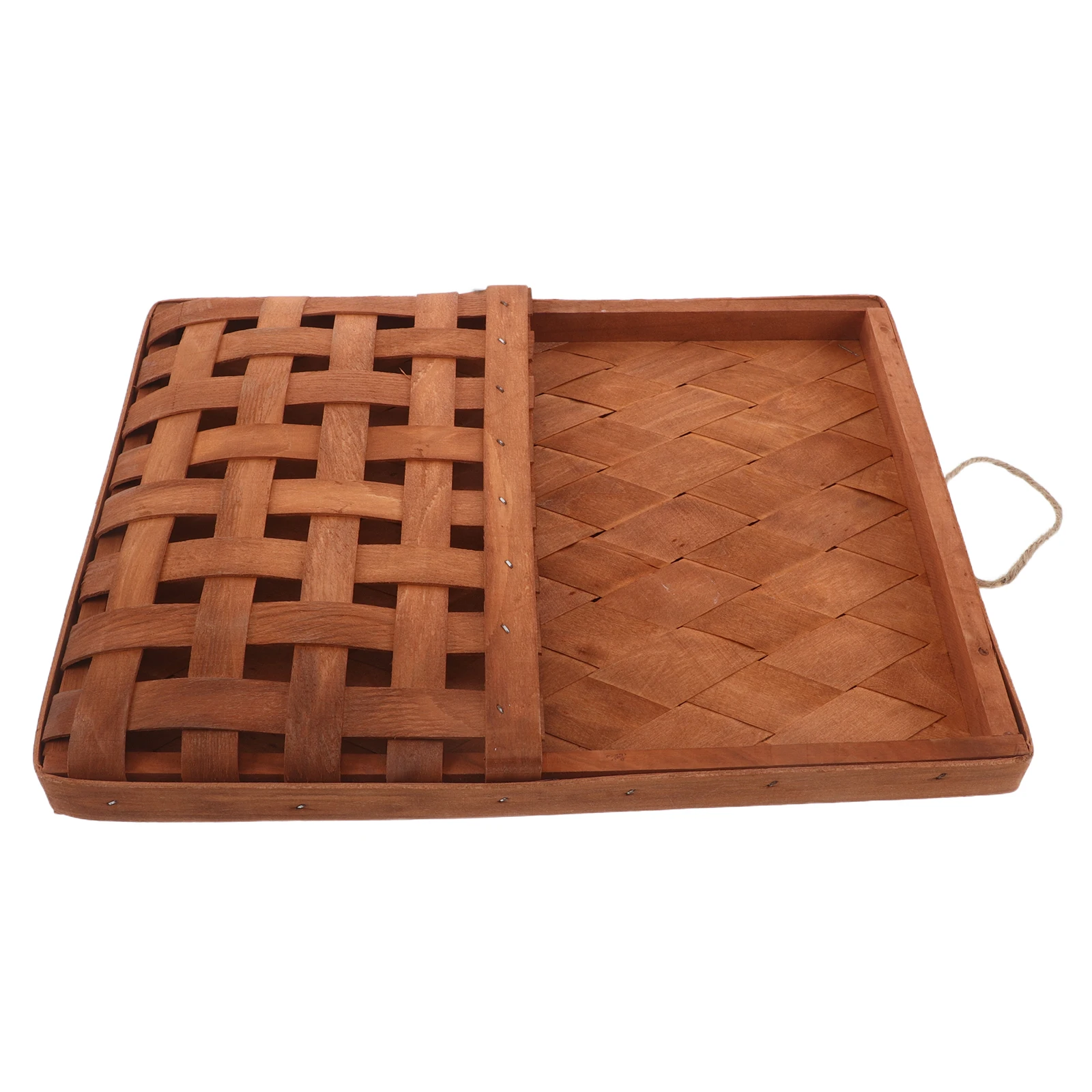 

Handwoven Wall Hanging Basket 14.15X10.61'' Woven Wooden Storage Decor For Indoor Home Kitchen Bedroom Farmhouse Baskets