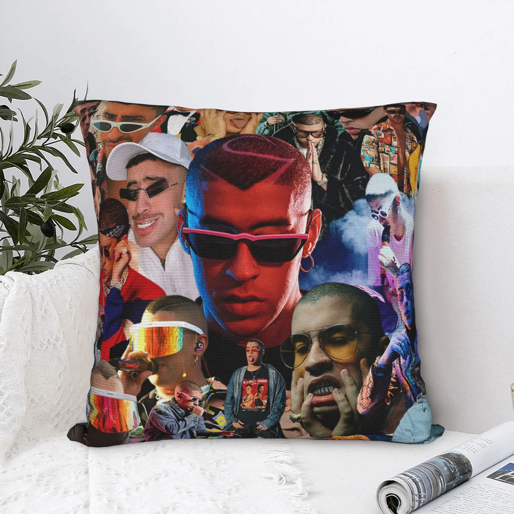 Bad Collage Album Square Pillow Covers Polyester Seat Bunny Cushion Cover Creative Home Decoration Pillow Cover 45*45