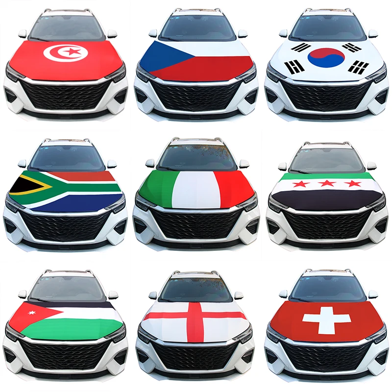 National Flags Car Engine Hood Cover Switzerland Tunisia Syria Italy England Jordan South Africa Korea Czech Flag Decoration