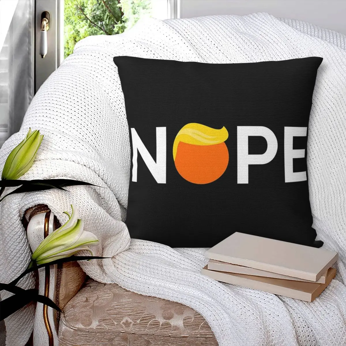 Anti Trump Nope Editio Square Pillowcase Pillow Cover Polyester Cushion Zip Decorative Comfort Throw Pillow for Home Living Room