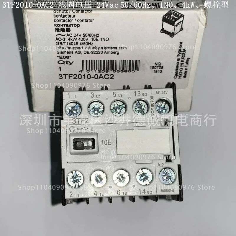 3TF2010-0AC2 contactor, coil voltage 24Vac, 4kW, 1NO, bolt type terminal
