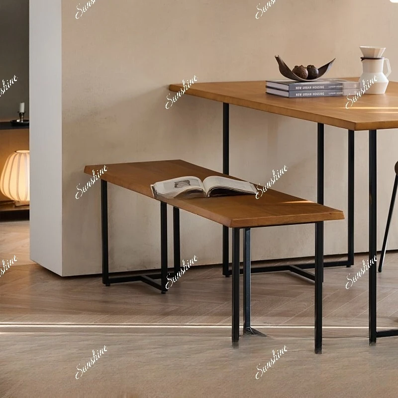 Nordic modern simple solid wood bench rural wrought iron North American boxwood bed tail shoe changing stool