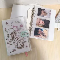 A6 PVC Photocard 6 Ring Notebook Binder Loose Leaf Personal Planner Lady Girl Cover Binder with 20 Pcs 120 Pockets 3 Inch Pages