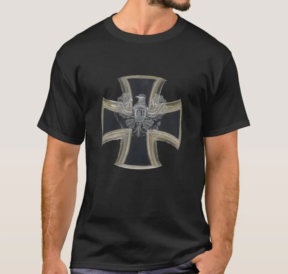 

German iron Cross Pickelhaube Eagle Emblem T-Shirt 100% Cotton O-Neck Short Sleeve Summer Casual Mens T-shirt Size S-3XL