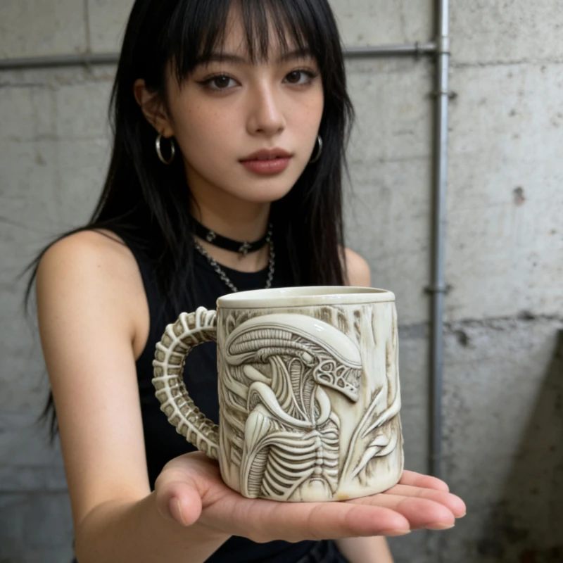 Gotische Sci-Fi Alien Xenomorph Tasse 3D Keramik-Kaffeebecher Neuartiges Sammlerstück Geschenk