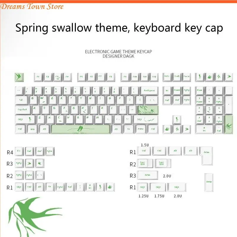 

HX6A 130 Keys Keycaps Set PBT Cherry Keycap Electronic Game Stylish for Key for Mechanical Keyboard Dye Sublimation Sprin