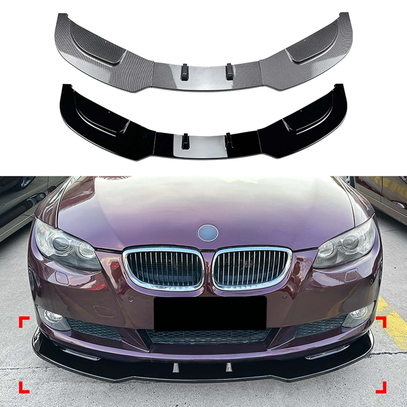 

Front Bumper Spoiler Lip For BMW 3 Series E92 E93 06.2006-2013 Base Standard Version Carbon Fiber Look/Gloss Black Splitter Kit