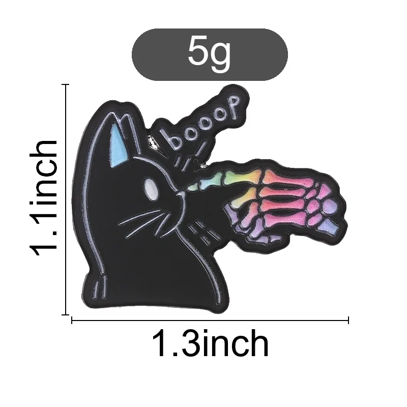 Rainbow Skeleton Hand Badge Gothic cartoon Cat Enamel Pins Fashion Lapel Metal Brooches Backpack Cloth Jewelry Gift for Friends