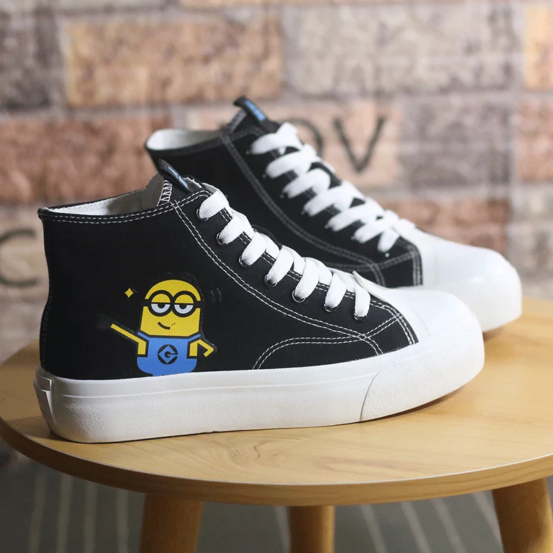 Anime Minions Canvas Shoes Cartoon Cute Boys Girls Fashion Printed High Top Sneakers Kawaii Summer Comfortable Breathable Shoes