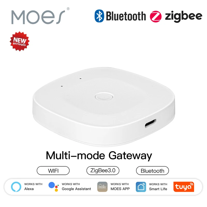 

MOES Tuya Wireless Multi-mode Smart Zigbee Hub, Type-C Bluetooth & ZigBee Gateway, Smart Life App, Works with Alexa Google Home