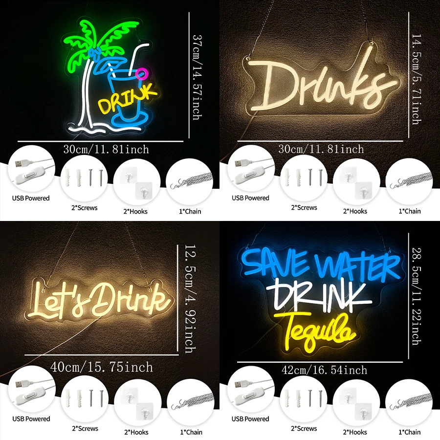 Save Water Drink Tequila Neon - огляд і ціна Restaurant Lighting Decoration