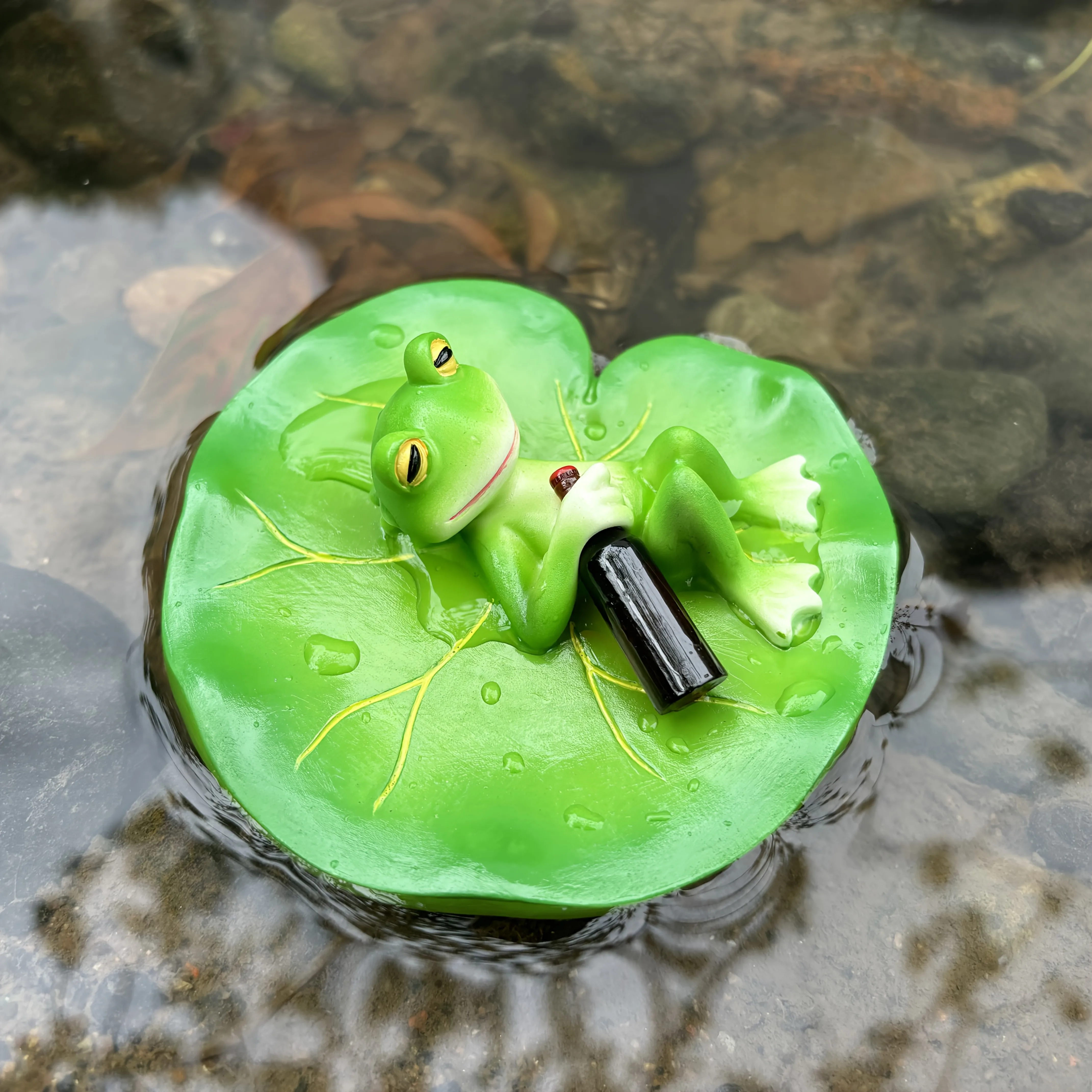 Schwimmender Frosch-Dekor für Teich, Frosch-Ornament, Figur, Statue, Handwerk für schwimmende Lotusblume, Hausgarten-Dekoration, Foto-Requisite – Detail 3