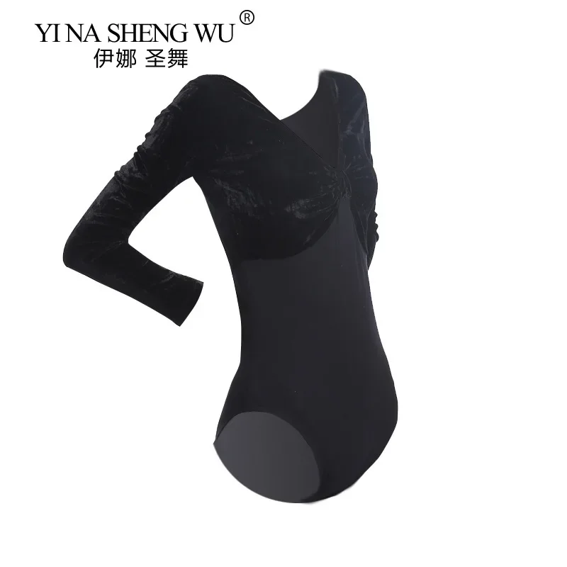 Body da danza classica per donna Body in velluto a maniche lunghe per ragazza Danza per adulti Abiti da balletto Body per pratica di ginnastica