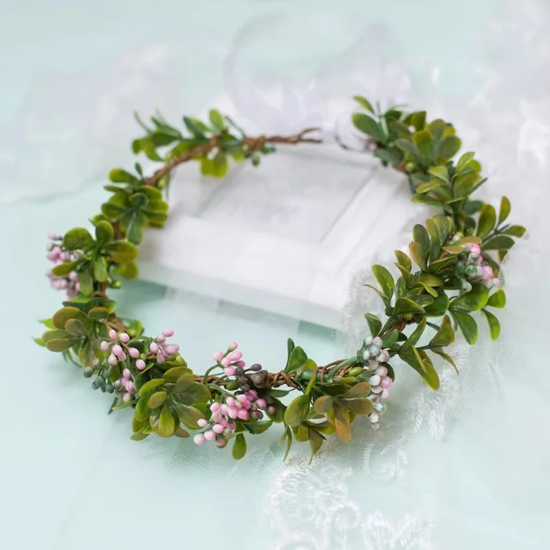 Korean Style Bridal Wreath Headpiece Rattan Headband Photo Shoot Children's Wedding Vacation Headband