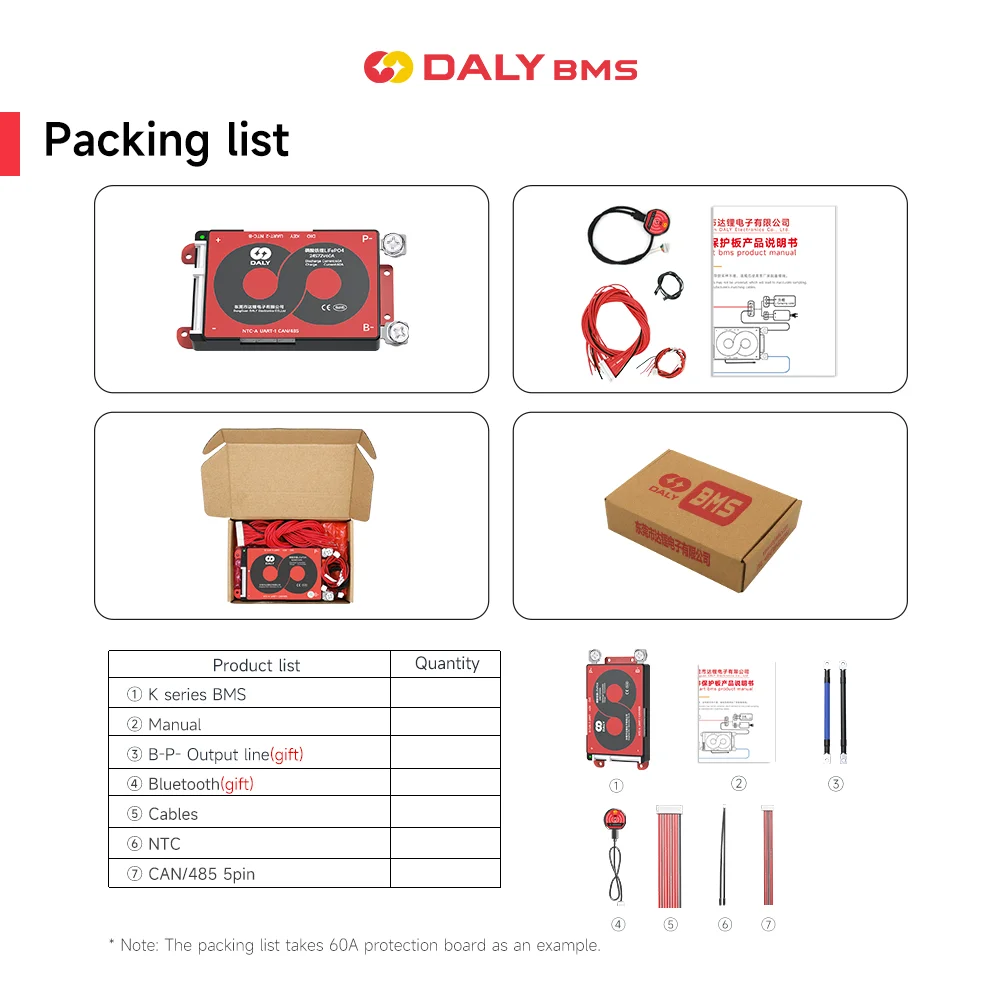 DALY-batería inteligente BMS, 100A, CANBUS, Lifepo4, 4S, 8S, 16S, 12V, 24V, 48V, 100A, RS485, LifePO4