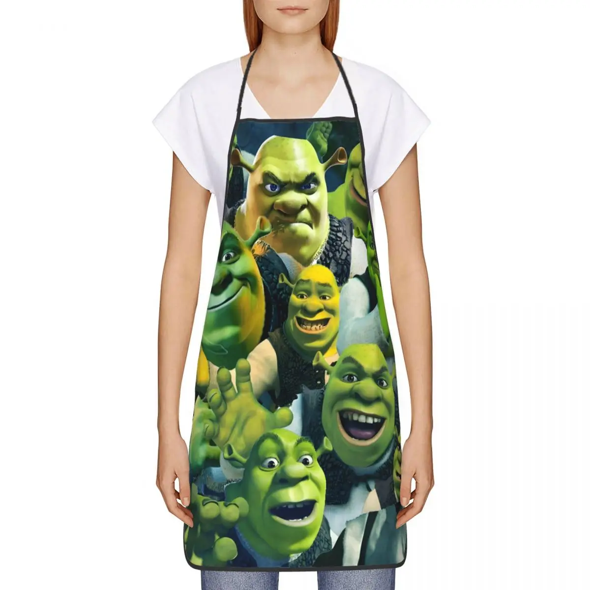 Custom Bib Funny Shrek Collage Apron for Men Women Unisex Adult Chef Kitchen Cooking Monster Anime Tablier Cuisine Painting