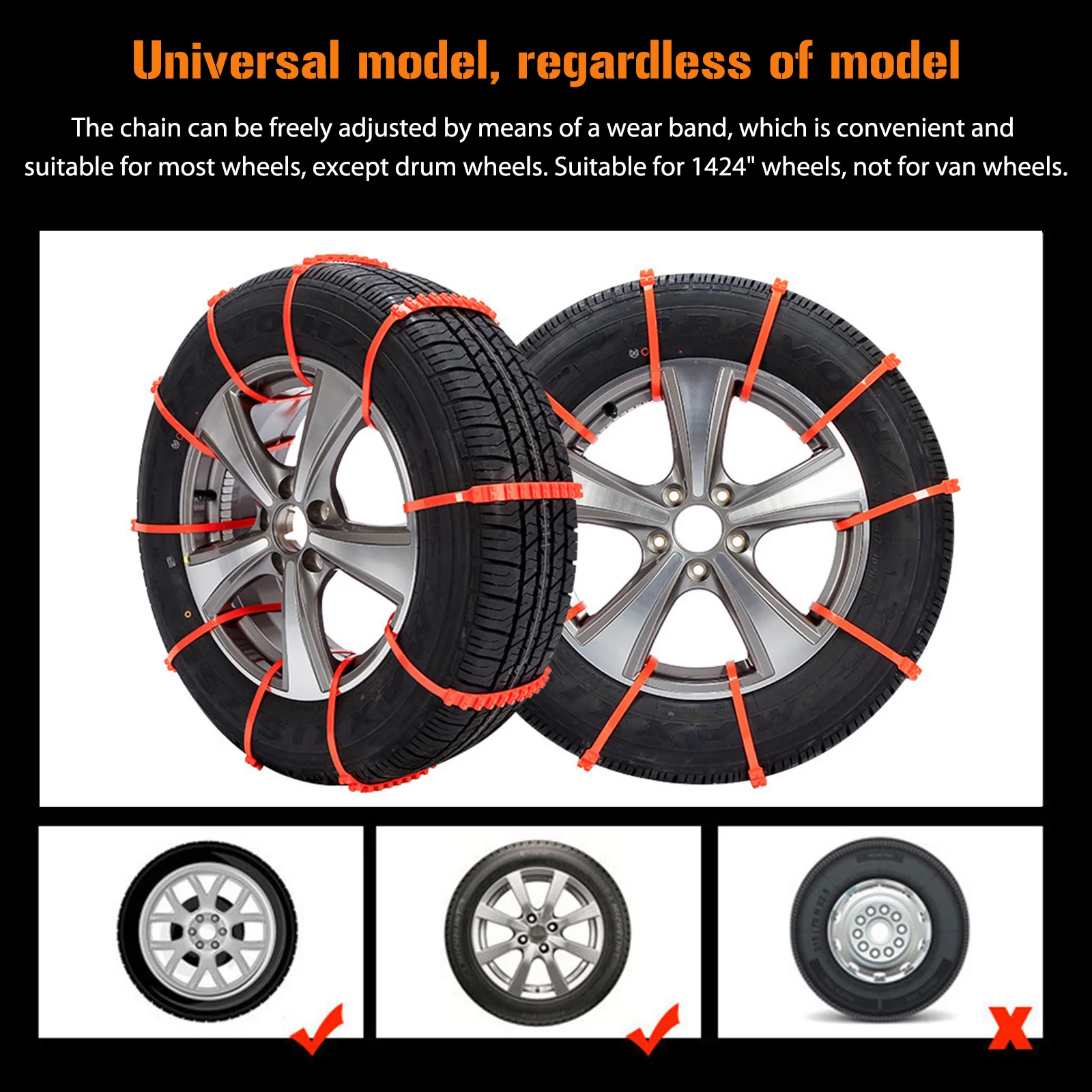 10/40Pcs Universal Snow Chain Ties Car Winter Tires Snow Chains Snow Tires Wheels Cables and Winter Outdoor Emergency Chains