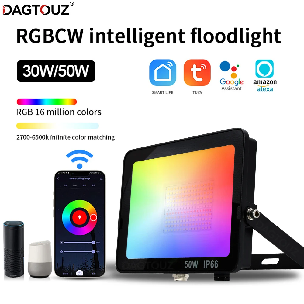 

DAGTOUZ 30/50W LED Stage Light Tuya Bluetooth Smart Outdoor Decorative Lamp IP65 RGBW Wedding Wall Washer Holiday Atmosphere lam