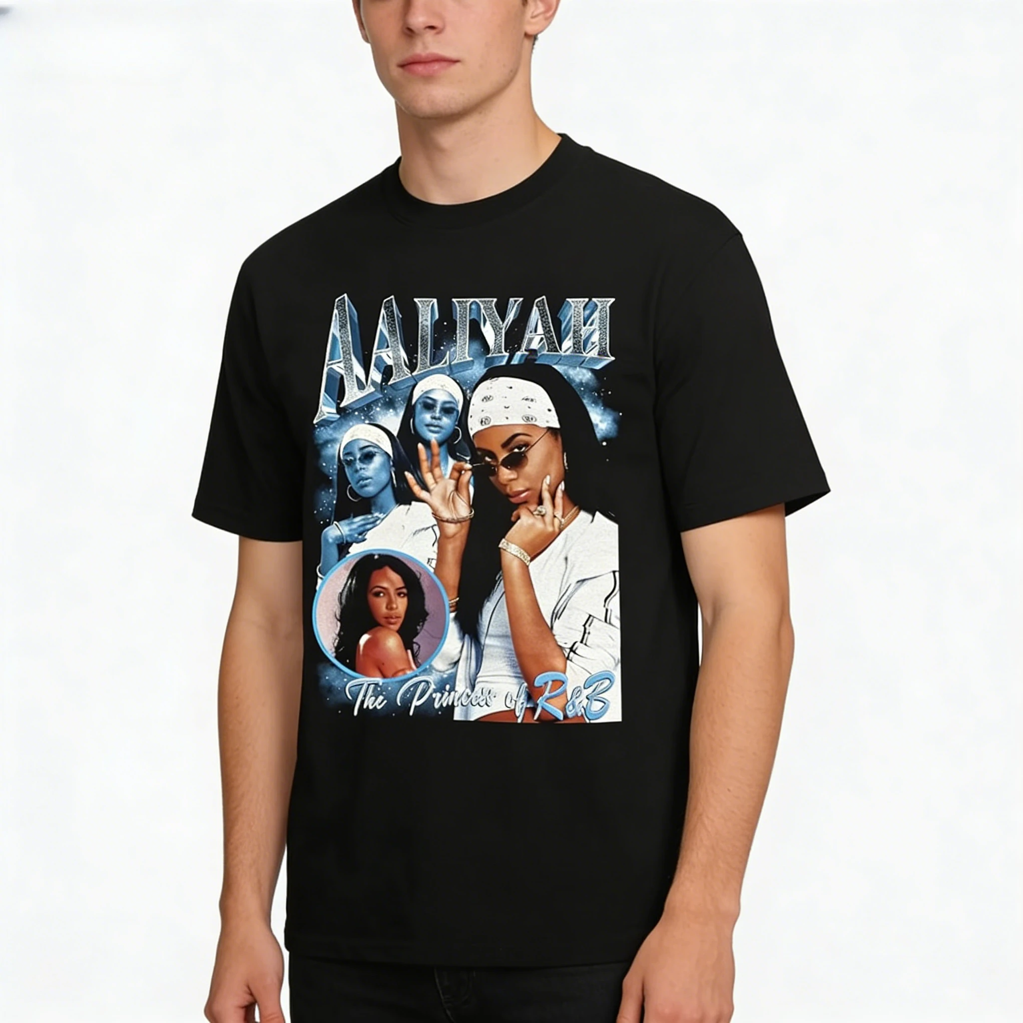 

Футболка с изображением американской певицы Аалии, хип-хоп рэпера, нишевая футболка с круглым вырезом, удобная хлопковая мужская одежда с короткими рукавами