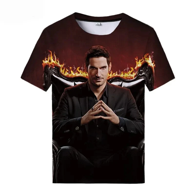 TV Series Lucifer Man 3D Print Men/ Women Casual Fashion Round Neck T-shirts Short Sleeve Tops Summer Oversized Unisex Clothing