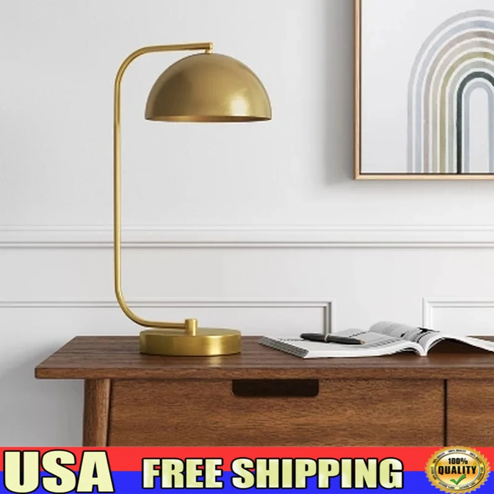 

Gold Brass Dome Table Lamp Touch Sensor Metal Shade No Assembly Required 5ft Cord Mid Century Design Desk Lighting