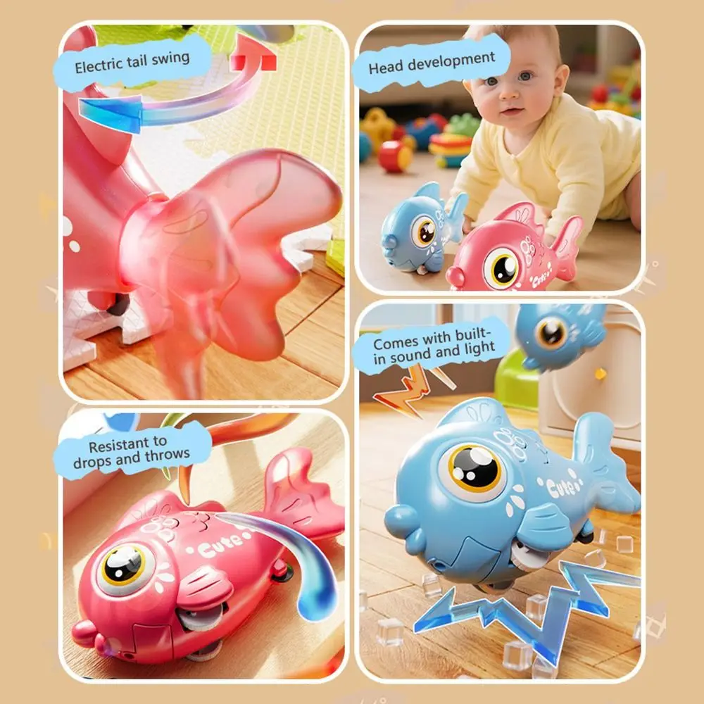 마법처럼 흔들리는 전자 시뮬레이션 물고기 장난감, 소리와 빛, 기어다니는 학습, 배 시간 놀이, 조기 교육, 뱅크 뱅크 놀이