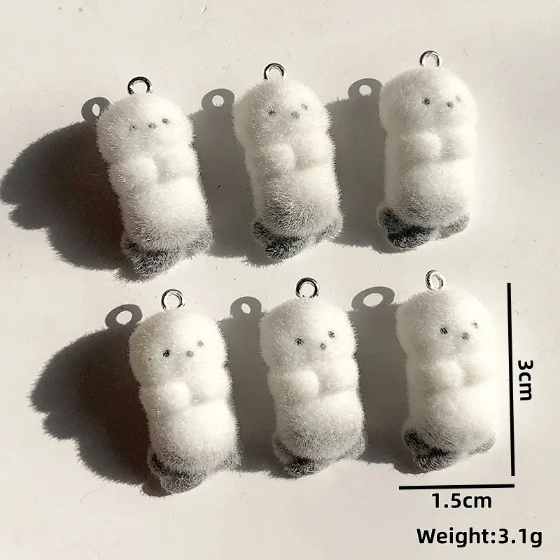 30Pcs Fluffy Sea Otter Resin Charms Kawaii Ocean Animals Pendants for Keychains Necklace DIY Jewelry Make