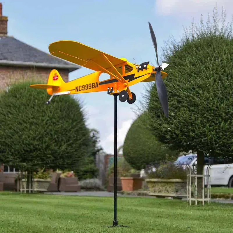 Garden Metal Airplane Weather Vane Wind Spinner 3d Garden Decoration Wind Direction Indicator Whirligig Yard Decor