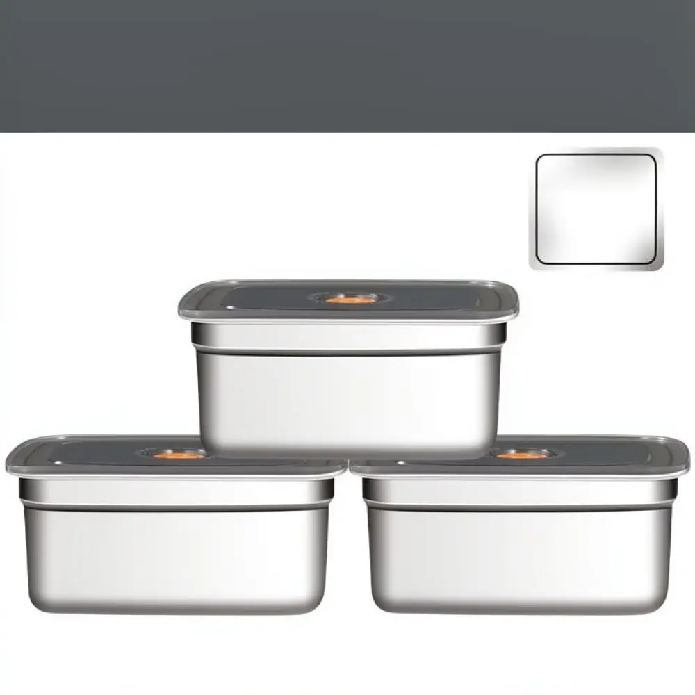 Kitchen Food Organizer Stainless Steel Container With Lid Rectangular Tray For Fridge Meat Vegetable Preservation