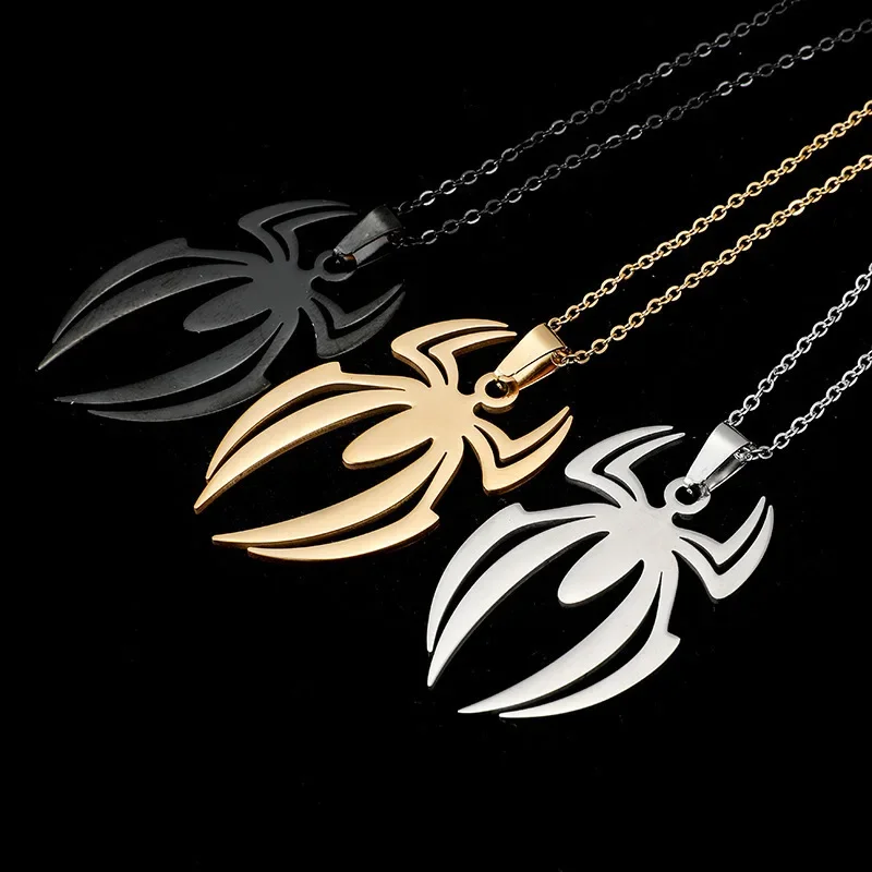 2024 New Spider Shape Movie The Same Necklace Stainless Steel Silver Plated Men's Accessories Hip Hop Trend Gift