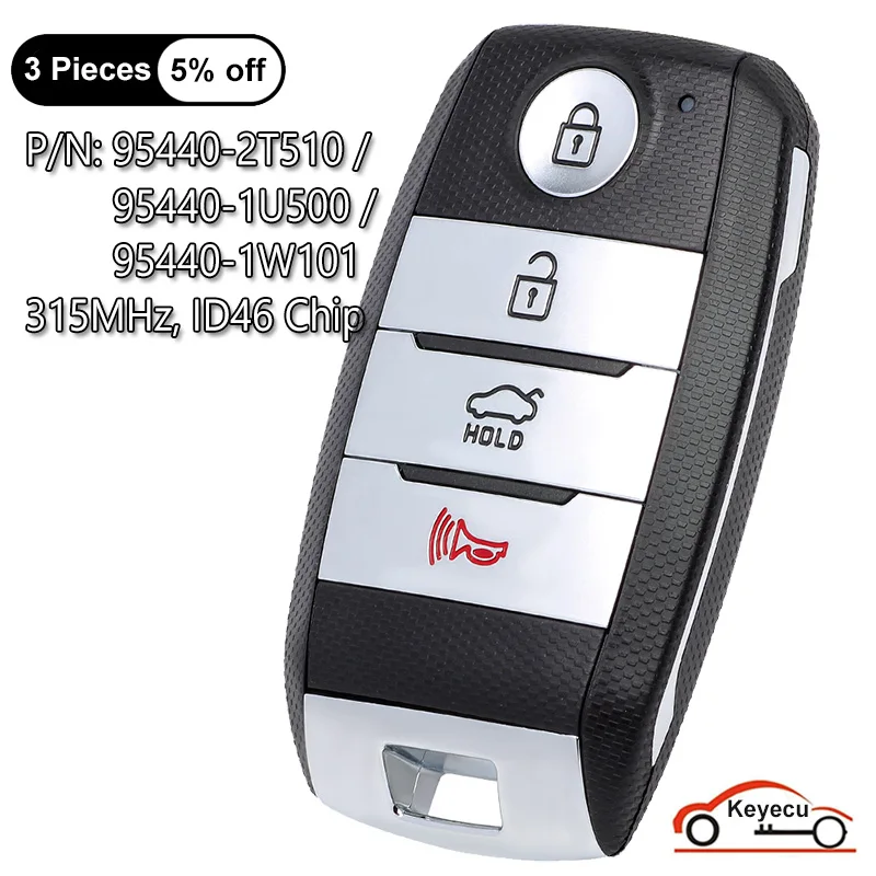 KEYECU 4 Buttons 315MHz ID46 for Kia Optima Rio 2014-2017 Auto Smart Remote Control Key Fob 95440-2T510 95440-1U500 95440-1W101