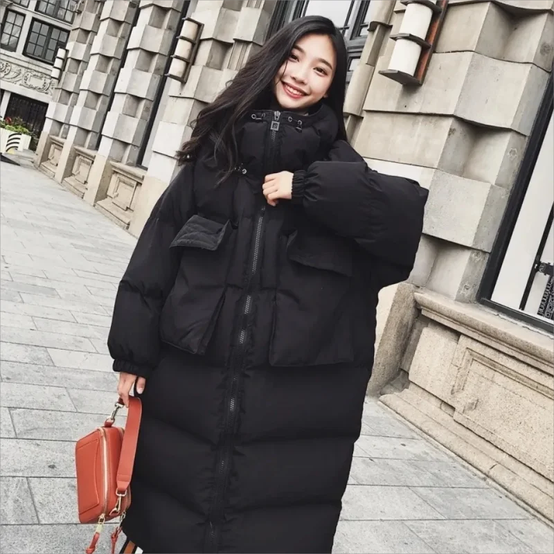 New Down Cotton Jacket Winter Women\'s Thickened Korean Long Section Large Size Winter Warm Extended Jacket Coat